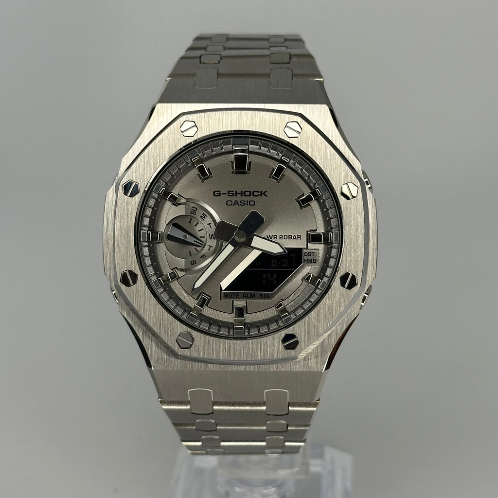 Custom Casio G-Shock GA-2100 Casioak - Silver Surfing