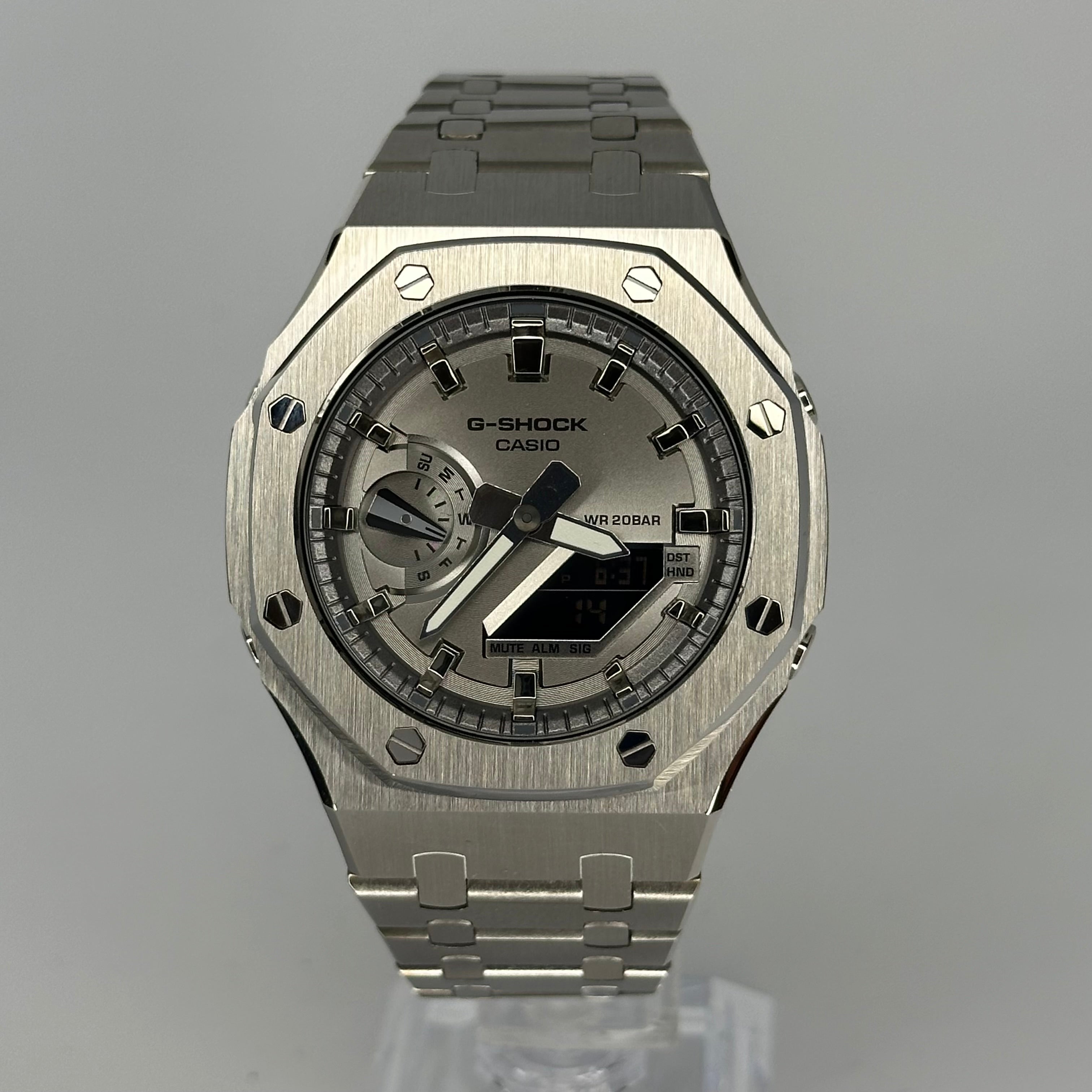 Custom Casio G-Shock GA-2100 Casioak - Silver Surfing