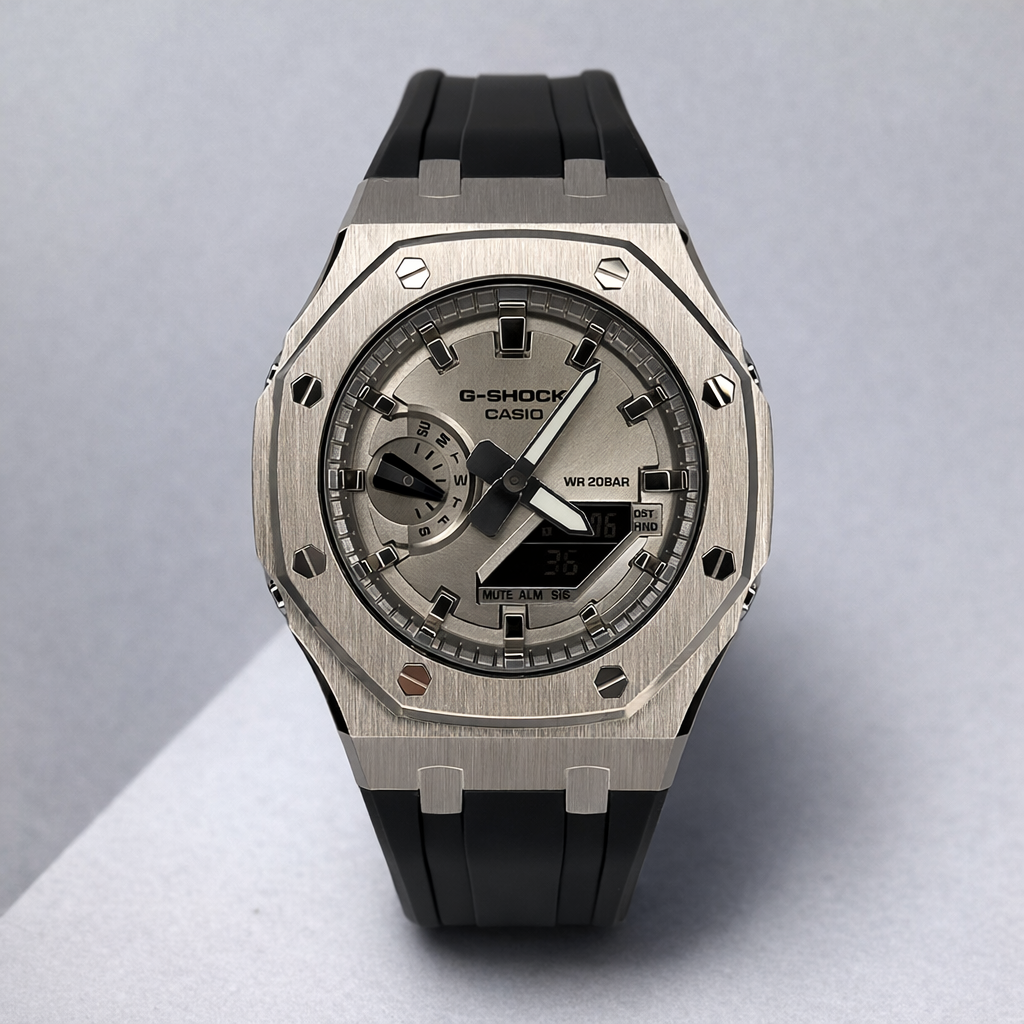 Custom Casio G-Shock GA-2100 Casioak - Silver Surfer
