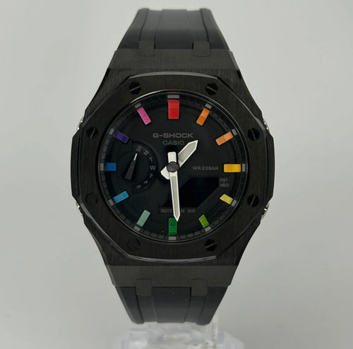 Casio G-Shock Rainbow Dial Black Watch – Rubber Strap GA2100 Style - Casioak